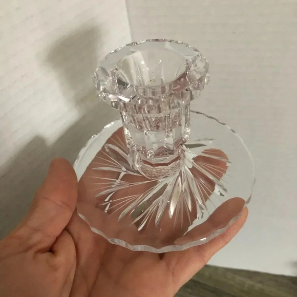Vtg Pinwheel Glass Candlestick Holders - Picture 8 of 13